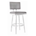 Balboa 26” Counter Height Bar Stool in Brushed Stainless Steel and Vintage Grey Faux Leather