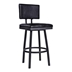 Balboa 30” Bar Height Bar Stool in Black Powder Coated Finish and Vintage Black Faux Leather