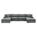 Commix Down Filled Overstuffed Vegan Leather 6-Piece Sectional Sofa - Gray- Style A - MOD12305