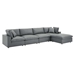 Commix Down Filled Overstuffed Vegan Leather 5-Piece Sectional Sofa - Gray- Style B - MOD12309