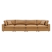 Commix Down Filled Overstuffed Vegan Leather 4-Seater Sofa - Tan - MOD12312