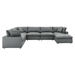 Commix Down Filled Overstuffed Vegan Leather 7-Piece Sectional Sofa - Gray- Style A - MOD12349