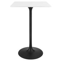 Lippa 28" Square Wood Top Bar Table - Black White 