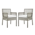Aura Dining Armchair Outdoor Patio Wicker Rattan Set of 2 - Gray White
