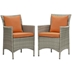 Conduit Outdoor Patio Wicker Rattan Dining Armchair Set of 2 - Light Gray Orange