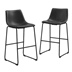 30" Industrial Faux Leather Barstools, Set of 2 - Black