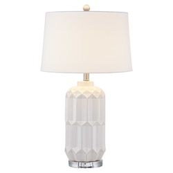 Aetherin 27"H Table Lamp - White Ceramic - Fabric Drum Shade 