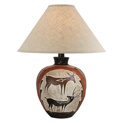 Ambiance 26"H Table Lamp - Orange Black Multi Fabric Shade - Hydrocal 