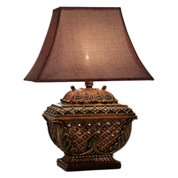 Astralyn 29"H Table Lamp - Antique Multi Fabric Shade - Hydrocal Material 