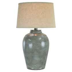 Aetheria 29"H Table Lamp - Slate Trans Hydrocal - Fabric Shade 