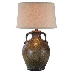 Anthem 31"H Table Lamp - Adobe Multi Fabric Shade - Grey Hydrocal Body 