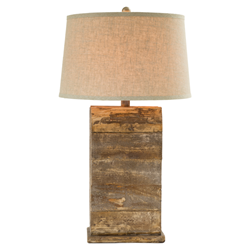 Aspenvale 30.5"H Table Lamp - Hydrocal - Walnut And Oak - Fabric Shade 