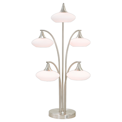 Aether 32"H Table Lamp - Sand Chrome Finish Metal - Glass Shade 