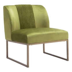 Sante Fe Accent Chair - Olive Green Velvet - Brass Finish Legs 