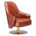 Withby Accent Chair - Brown Faux Leather - Gold Finish Steel Legs