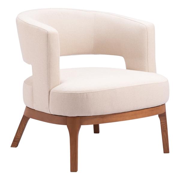 Penryn Accent Chair - Beige - Walnut Finish Legs 