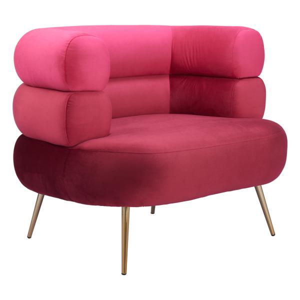 Arish Accent Chair - Red Velvet - Gold Electroplated Steel Legs 