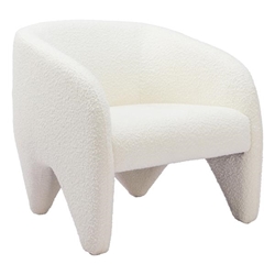 Lopta Accent Chair - White - Shearling Style Fabric 