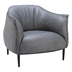 Julian Accent Chair - Gray Faux Leather - Black Powder Coated Steel Legs