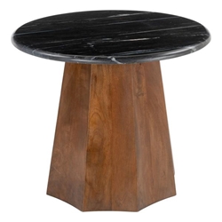 Aipe Accent Table with Marble Top and Acacia Wood Body - Black and Brown 