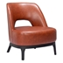 Mistley Accent Chair Brown - Faux Leather Fabric - Black Finish Legs