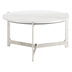 Barmas Coffee Table with Cast Aluminum Base and Marble Top - White and Silver