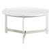 Barmas Coffee Table with Cast Aluminum Base and Marble Top - White and Silver - ZUO6641