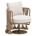 Uzel Accent Chair - White - Brown Legs