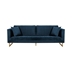 Lenox Blue Velvet Modern Sofa with Brass Legs