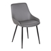 Mia Contemporary Dining Chair in Gray Faux Leather with Black Powder Coated Metal Legs - ARL1747