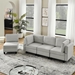 Vanco 110" Sectional Sofa - 6 Seater Reversible Sofa Bed with Storage Seats - Grey White Linen Fabric - Solid Wood Frame and Legs - CAB1004