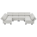 Vanco 110" Sectional Sofa - 6 Seater Reversible Sofa Bed with Storage Seats - Grey White Linen Fabric - Solid Wood Frame and Legs - CAB1004