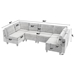 Vanco 110" Sectional Sofa - 6 Seater Reversible Sofa Bed with Storage Seats - Grey White Linen Fabric - Solid Wood Frame and Legs - CAB1004