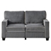 Naperville 57" Loveseat with Storage - Dark Grey Corduroy Velvet Upholstery - Solid Wood Frame and Dark Brown Finish Legs