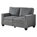 Naperville 57" Loveseat with Storage - Dark Grey Corduroy Velvet Upholstery - Solid Wood Frame and Dark Brown Finish Legs - CAB1011