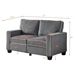 Naperville 57" Loveseat with Storage - Dark Grey Corduroy Velvet Upholstery - Solid Wood Frame and Dark Brown Finish Legs - CAB1011