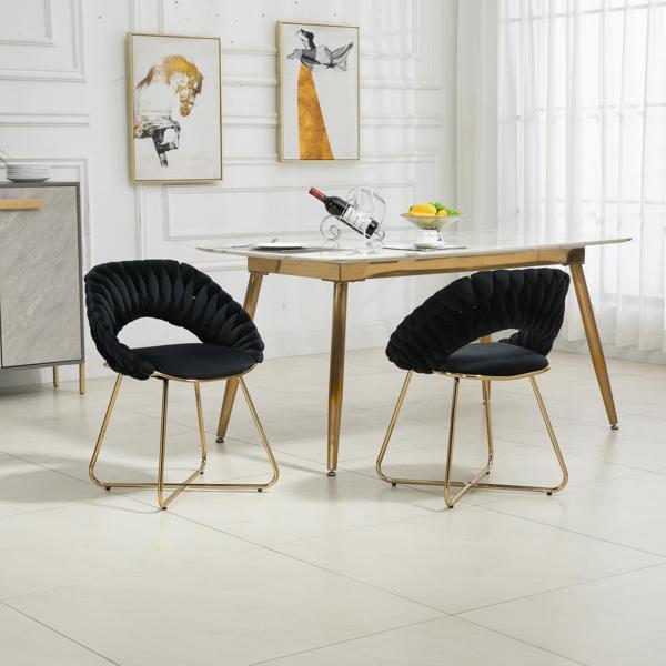 Aurum Vue Accent Chair Set of 2 - Velvet Upholstery - Golden Finish Metal Legs 