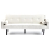 Floremia Loveseat Sofa Bed with Armrests - Beige Velvet Upholstery - Solid Wood Feet