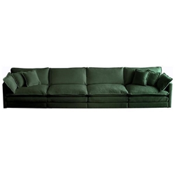 Eugene 146" Free Combination Modular Sofa - Green Chenille Fabric Upholstery - Solid Wood Frame 