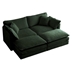 Dover 76" - 4-Piece Sectional Sofa with 2 Ottomans - Green Chenille Fabric - Solid Wood Frame