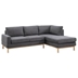 Lake 92" Anisa Sectional Sofa with Right-Facing Chaise - Dark Gray Sherpa Fabric - Natural Finish Wood Trim and Legs