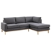 Lake 92" Anisa Sectional Sofa with Right-Facing Chaise - Dark Gray Sherpa Fabric - Natural Finish Wood Trim and Legs - CAB1020