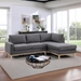 Lake 92" Anisa Sectional Sofa with Right-Facing Chaise - Dark Gray Sherpa Fabric - Natural Finish Wood Trim and Legs - CAB1020