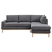 Lake 92" Anisa Sectional Sofa with Right-Facing Chaise - Dark Gray Sherpa Fabric - Natural Finish Wood Trim and Legs - CAB1020