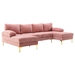 Repose 110" U-Shaped Sectional Sofa - Pink Chenille - Solid Wood Frame - Black Legs - CAB1021