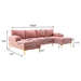 Repose 110" U-Shaped Sectional Sofa - Pink Chenille - Solid Wood Frame - Black Legs - CAB1021