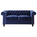 Avalon 61" Loveseat with Channel Stitching and Nailhead Accents - Blue Velvet Upholstery - Birch Wood Legs - CAB1023