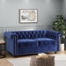 Avalon 61" Loveseat with Channel Stitching and Nailhead Accents - Blue Velvet Upholstery - Birch Wood Legs - CAB1023