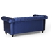 Avalon 61" Loveseat with Channel Stitching and Nailhead Accents - Blue Velvet Upholstery - Birch Wood Legs - CAB1023