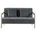 Aurelio 56" Loveseat - Grey Velvet Upholstery - Gold Metal Legs